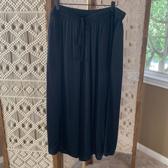 Elevenses Anthropologie Wide Leg Lightweight Flowy Palazzo Pants Black XL pocket - Picture 1 of 11